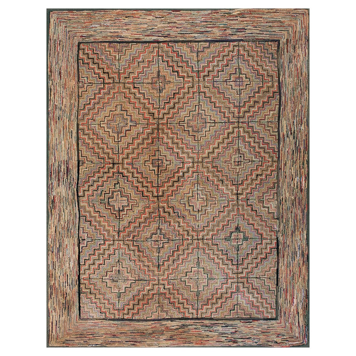 Early 20th Century American Hooked Rug  For Sale
