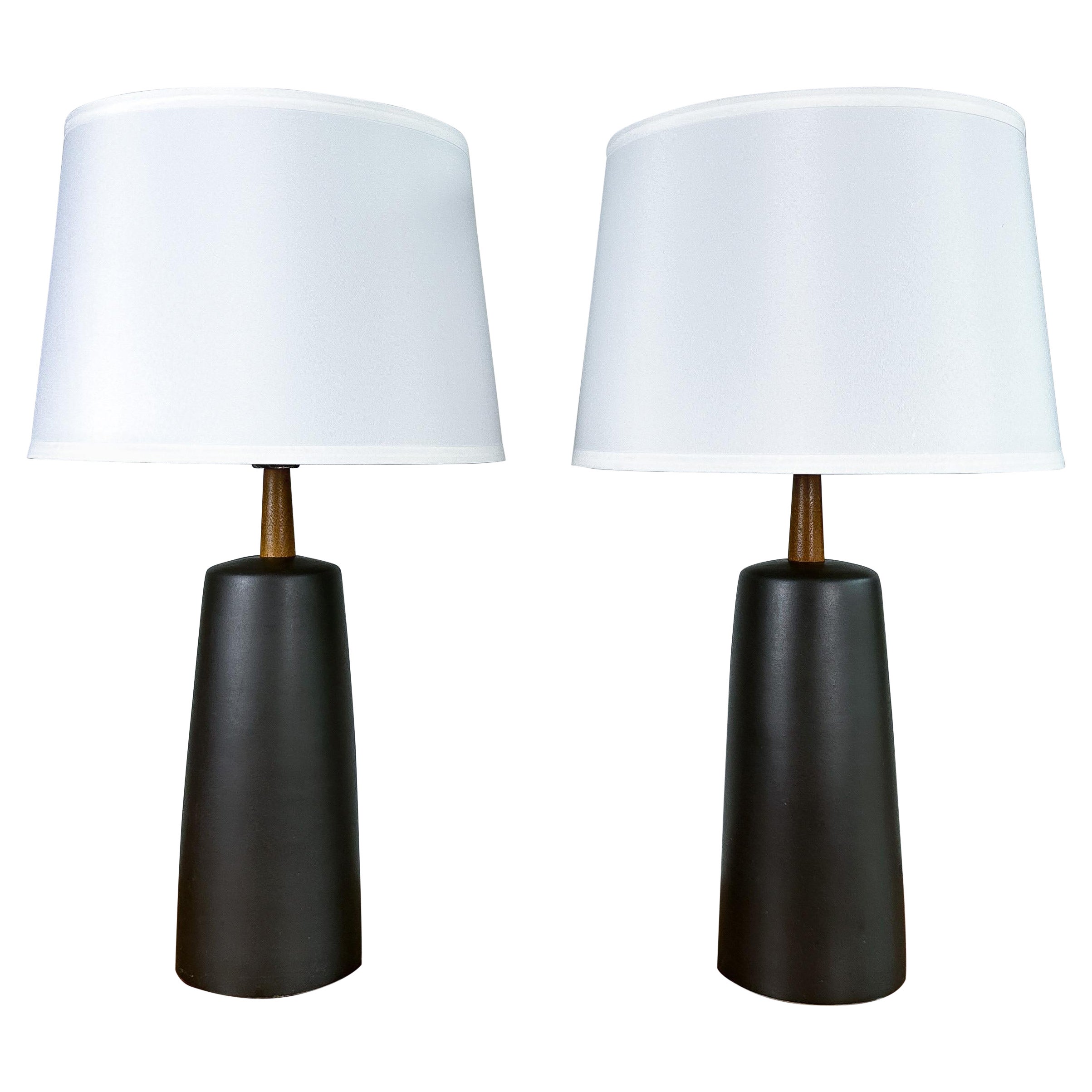 Martz Glazed Ceramic Table Lamps, Marshall Studios, 1960s, a Pair For Sale