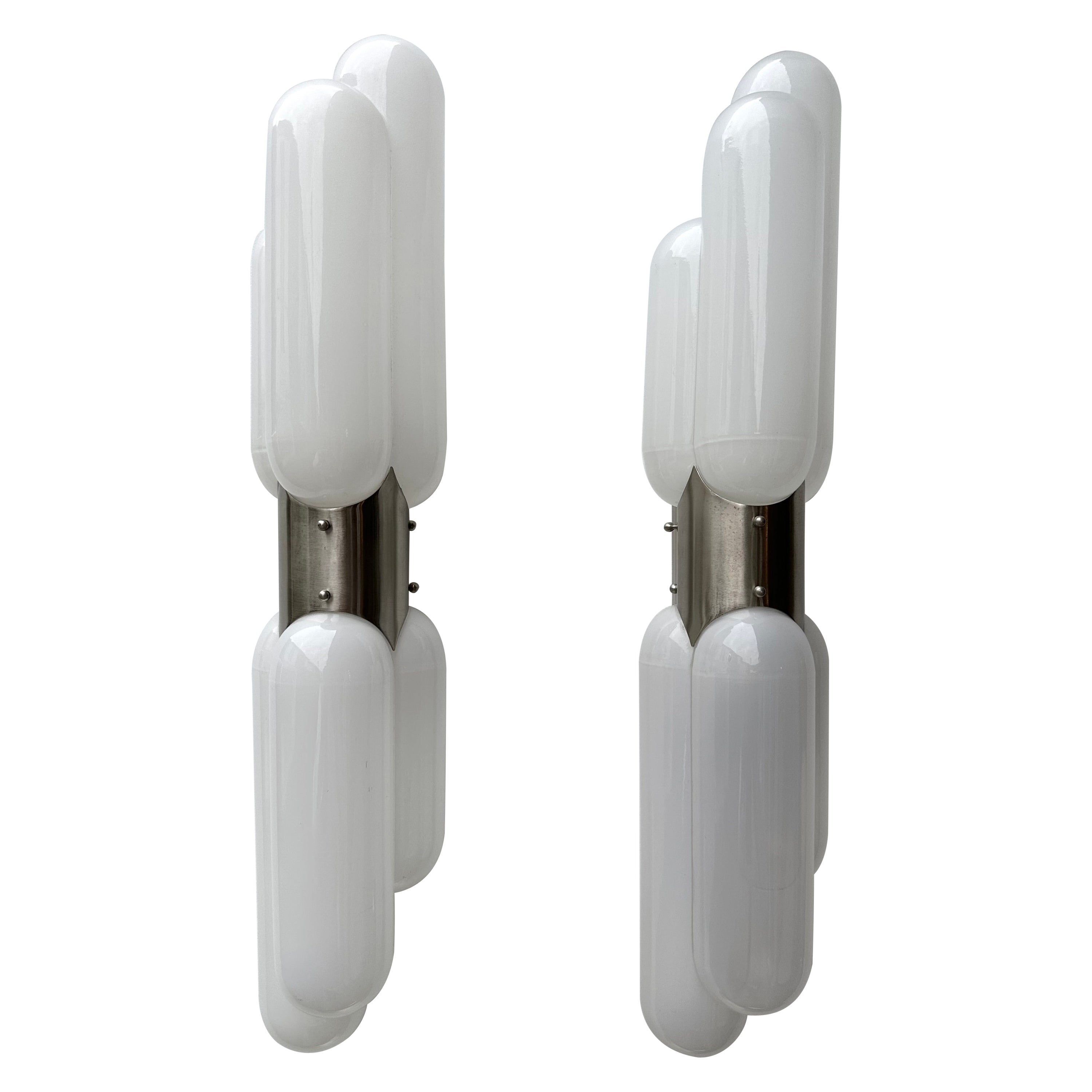 Pair of Torpedo Murano Glass Sconces by Carlo Nason for Mazzega, Italy, 1970s For Sale