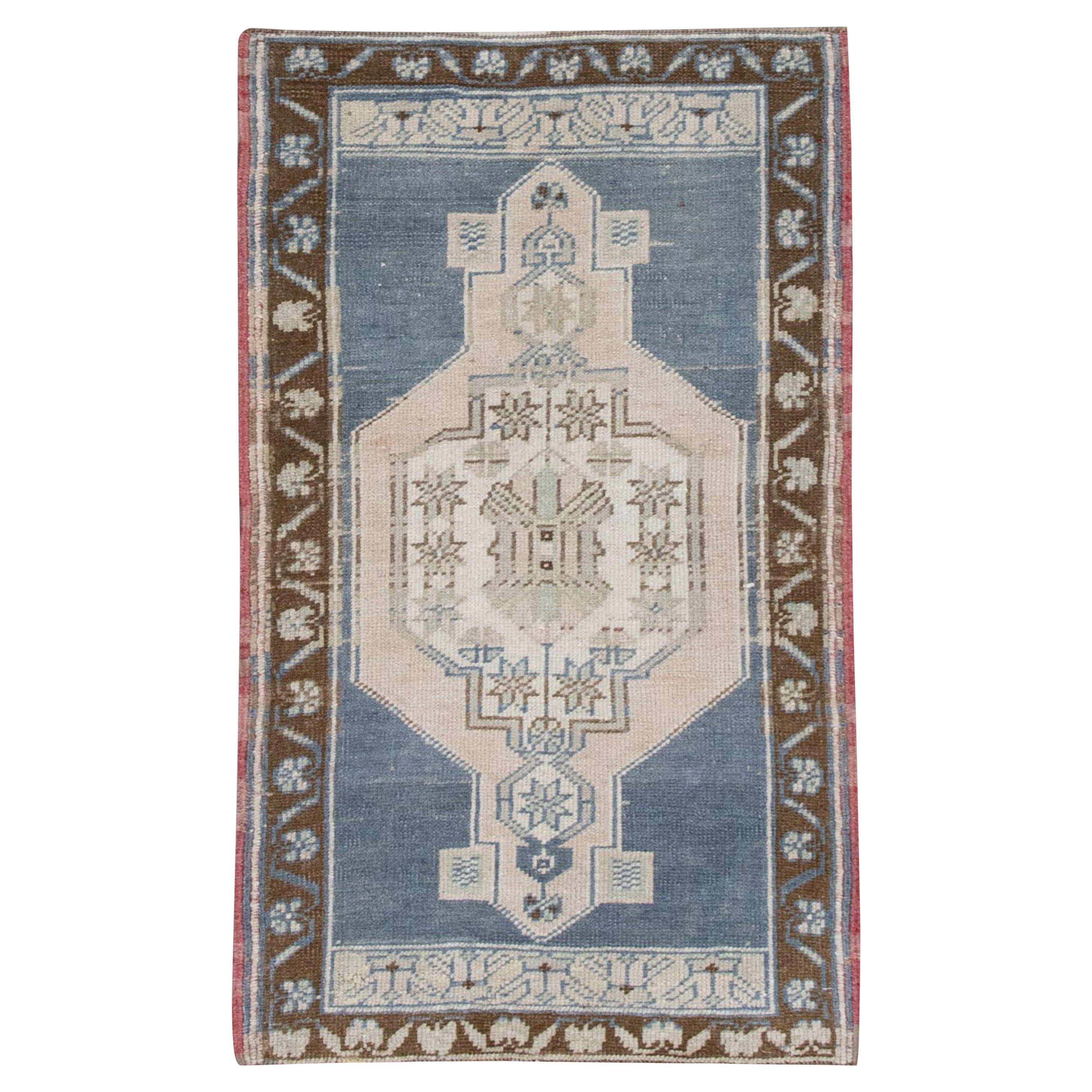 Oriental Hand Knotted Turkish Mini Rug 1'11" x 3'2" #71 For Sale