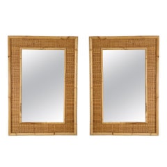 Used Bamboo Rattan Mirror by Dal Vera, Italy, 1970s