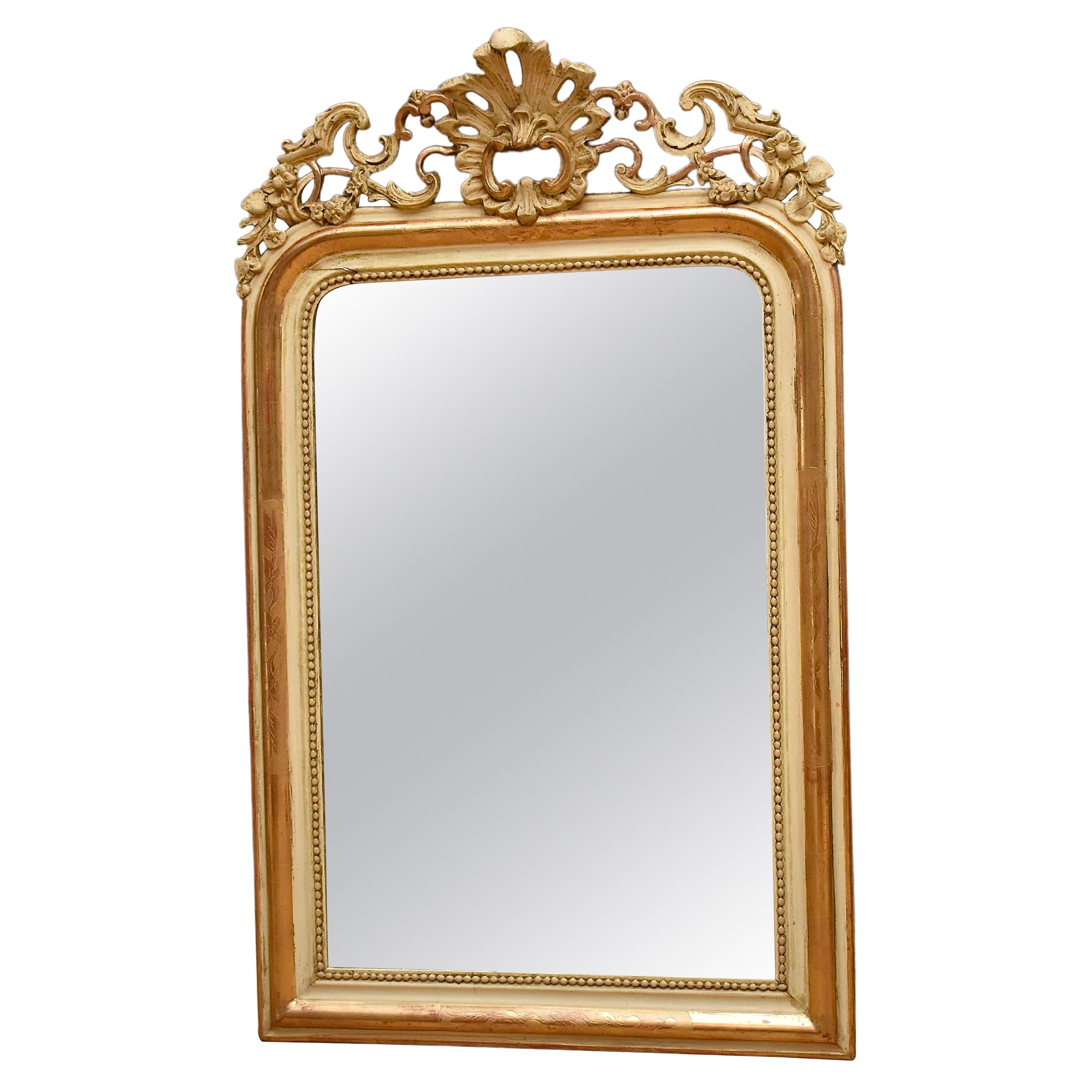 19th century French mirror Louis-Philippe with a crest For Sale