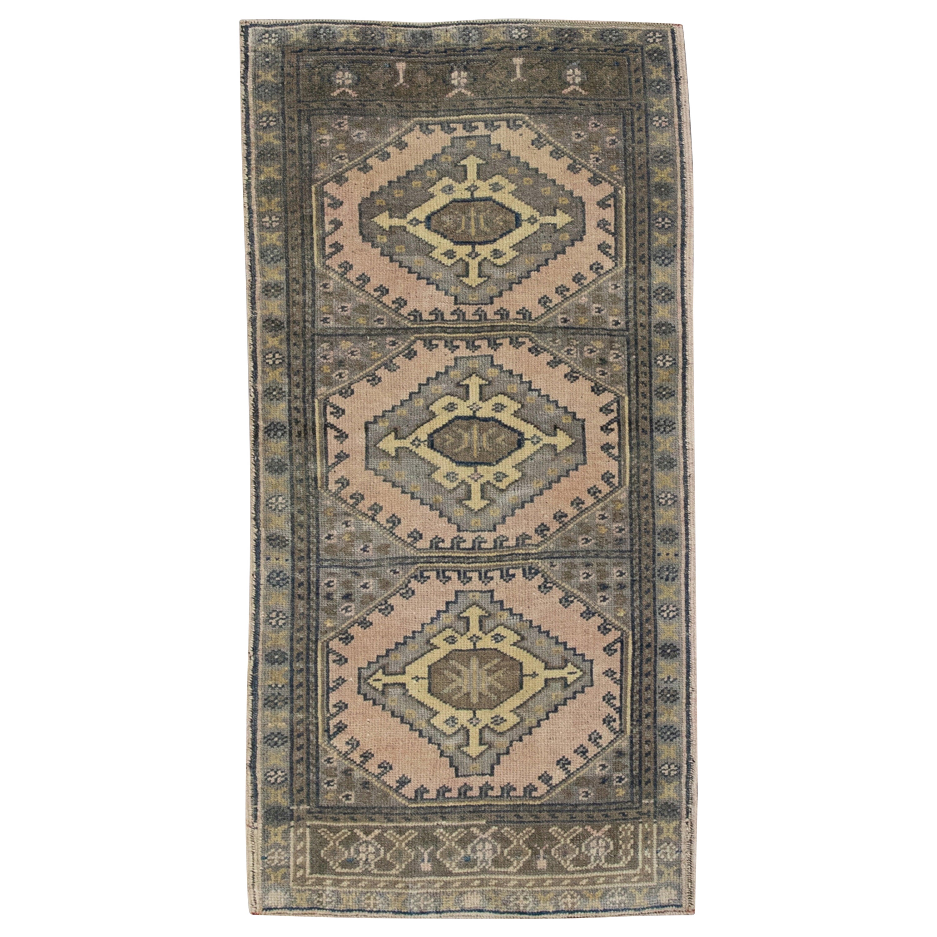 Oriental Hand Knotted Turkish Mini Rug 1'7" x 3'5" #8824 For Sale