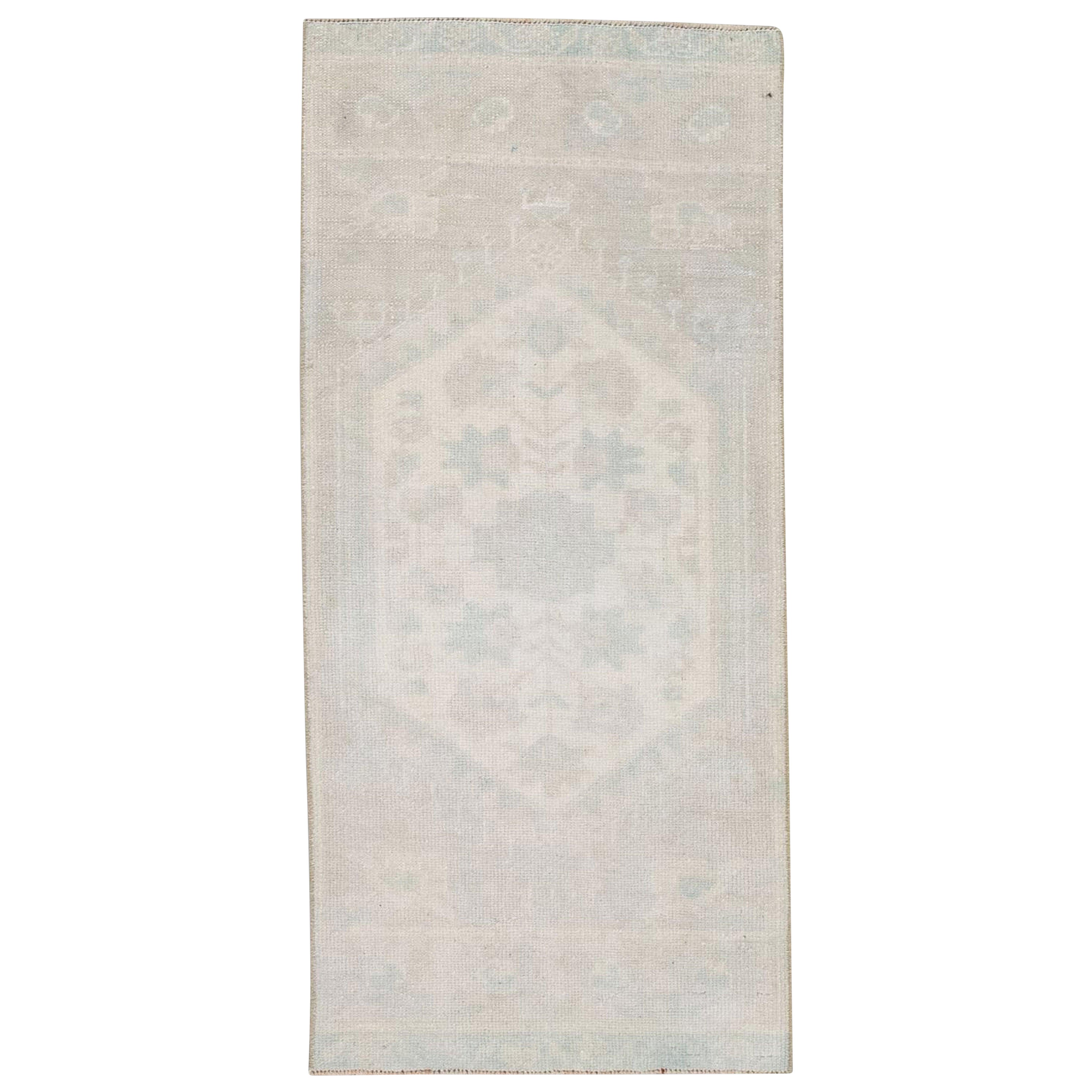 Oriental Hand Knotted Turkish Mini Rug 1'4" x 3' #33 For Sale