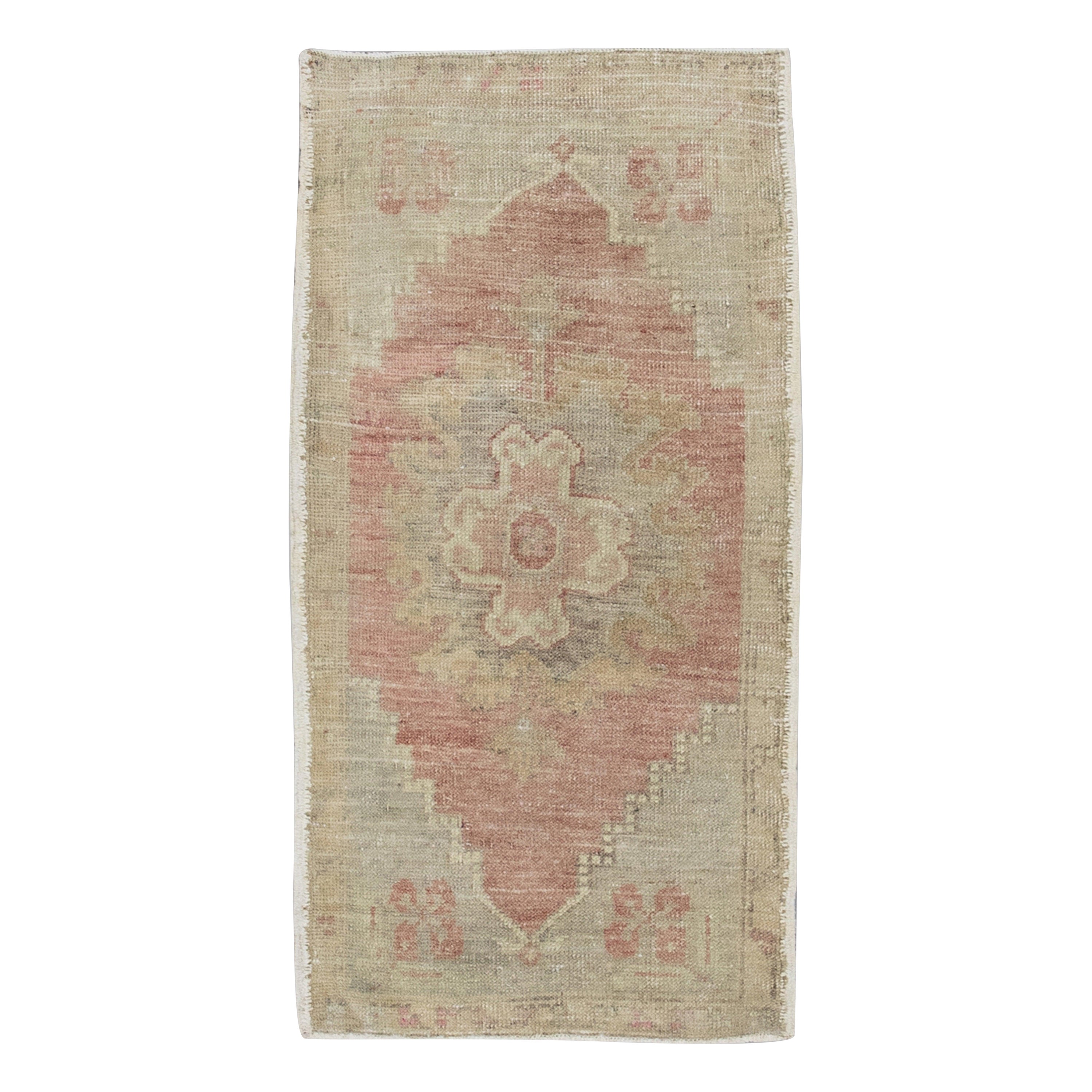 Oriental Hand Knotted Turkish Mini Rug 1'10" x 3'7" #8445 For Sale