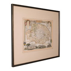Carte ancienne du County, Norfolk, anglaise, lithographie encadrée, cartographie, victorienne