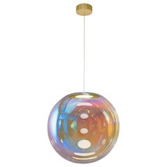 Lampe à suspension Iris Globe 40 cm en laiton bleu orangé Sebastian Scherer NEO/CRAFT