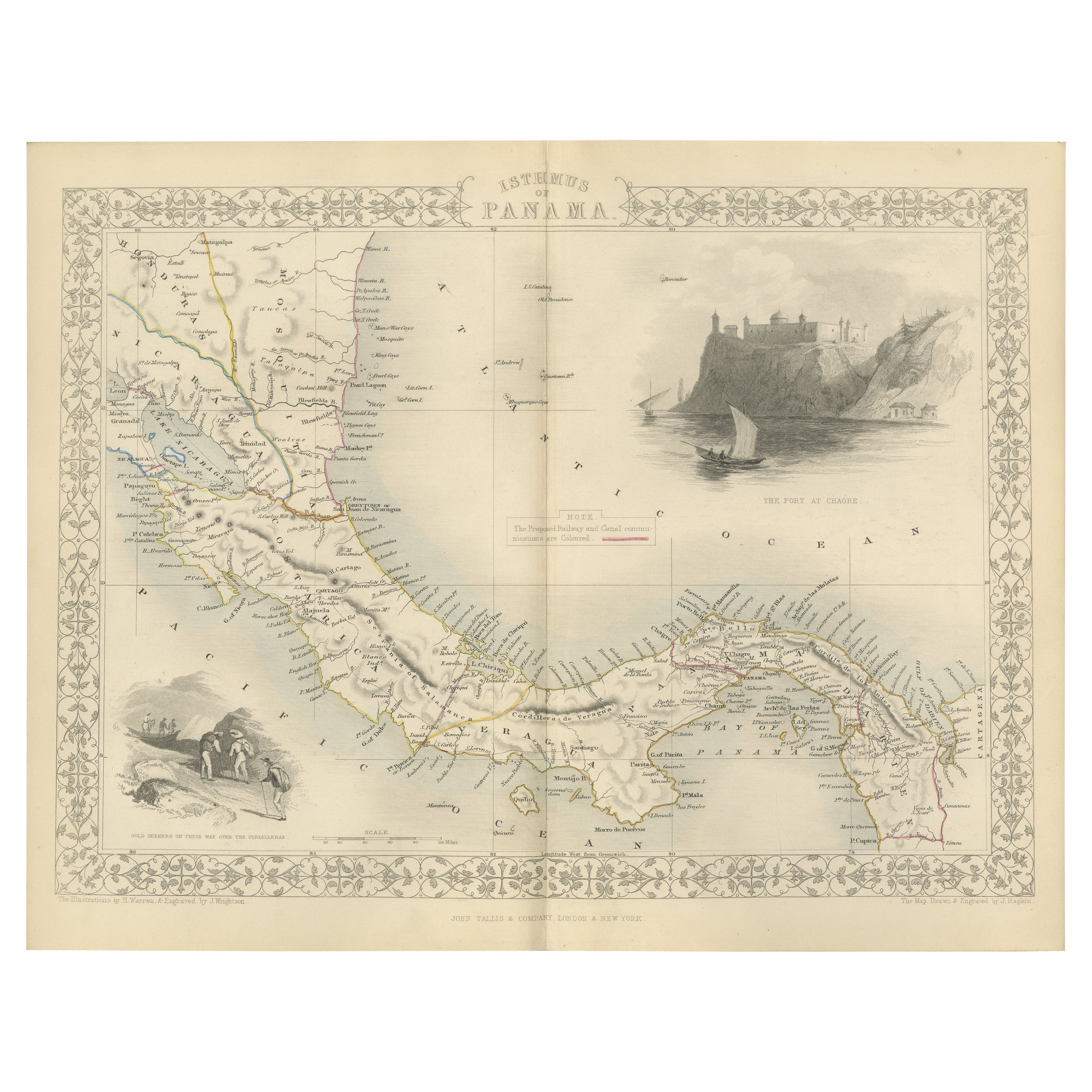 Kreuzungen von Imperien: Eine John Tallis-Karte des Isthmus von Panama, 1851 im Angebot