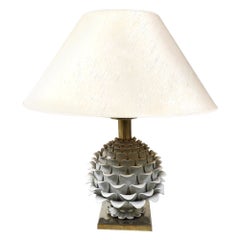 Vintage italian ceramic artichoque table lamp, 1960s