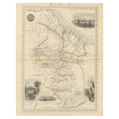 Antique A Tallis Map of British Guiana with Colonial Vignettes and Other Landmarks, 1851