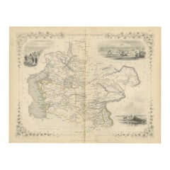 Antique Map of Independent Tartary with Vignettes of the Region's Culture, 1851