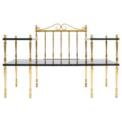 Rare Aldo Tura Green Parchment and Brass Bench or Table, circa 1960