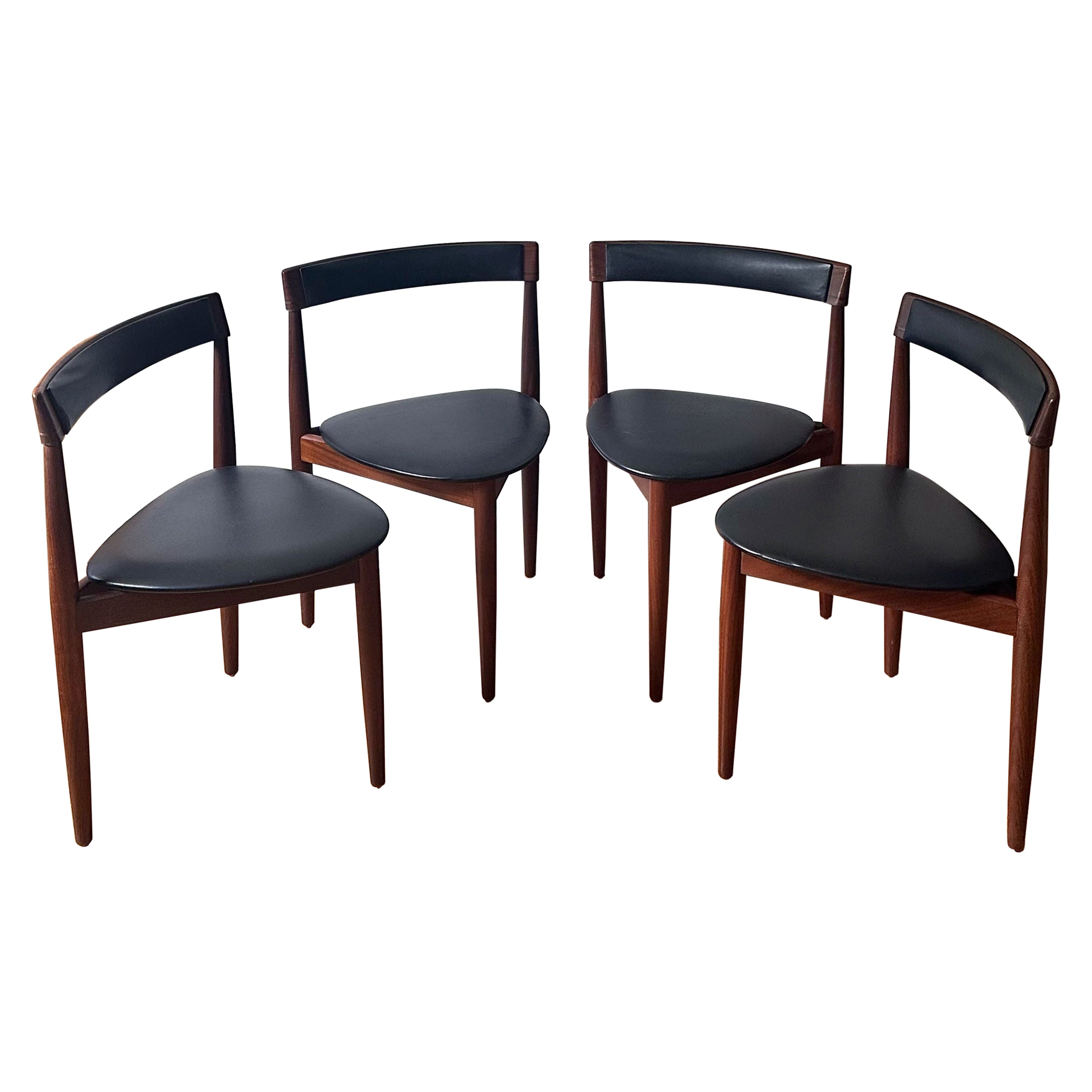 Mid Century Modern Danish Teak Four Dining Chairs by Hans Olsen for Frem Røjle