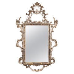 Fine Large Italian Rococo Silver-Gilt Carved Antique Wall Mirror circa 1870