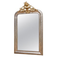19th century silver leaf French mirror Louis Philippe with a crown