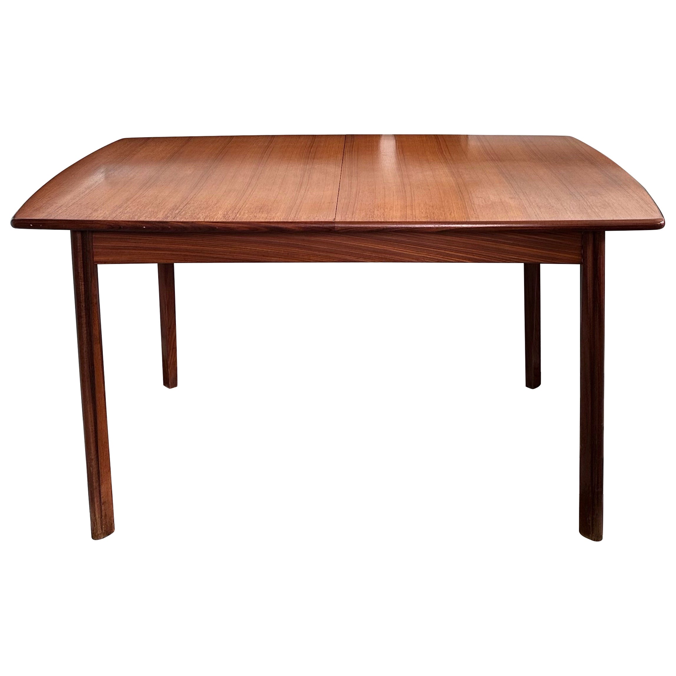 Mid Century Teak Rectangular Extendable Dining Table For Sale