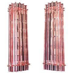 Pair of vintage Murano wall sconce – PINK triedri - Column Mariangela model