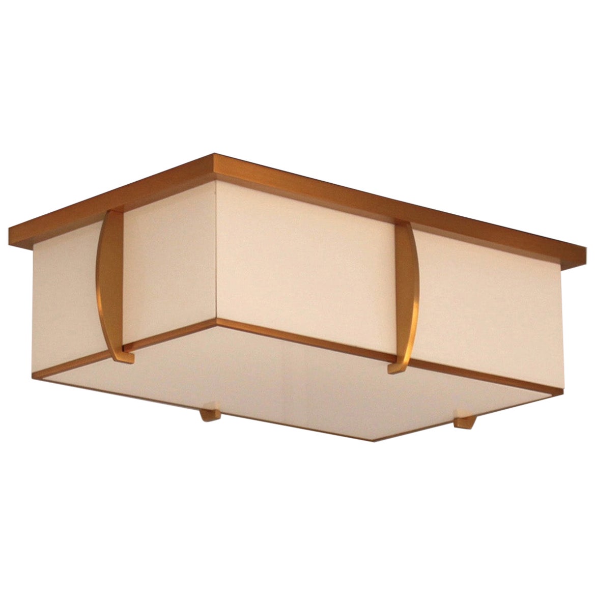 A Fine French Rectangular Glass and Bronze Ceiling Lights by Jean Perzel For Sale