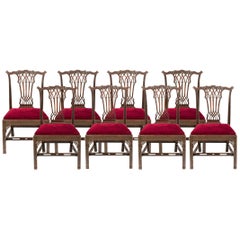 Set of 8 English Dining Chairs in the Georgian Gothick Manner 