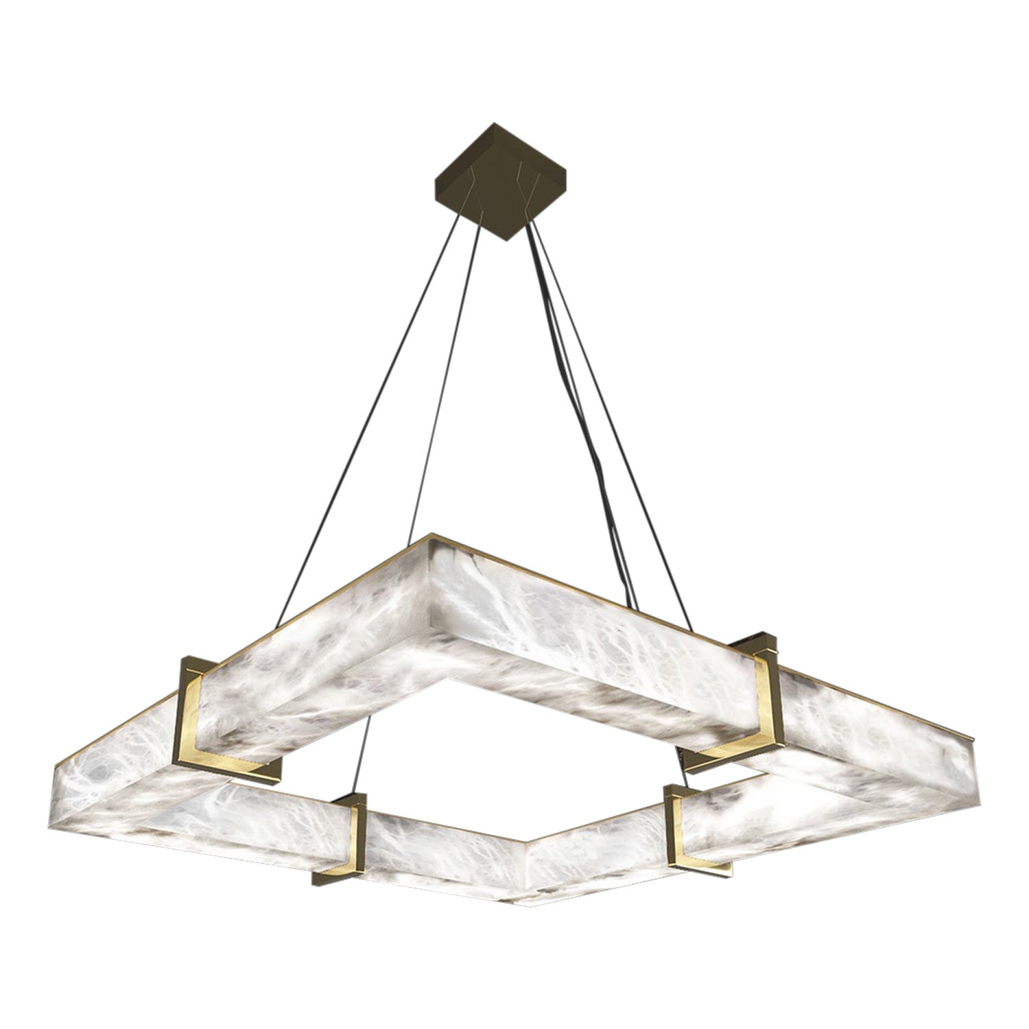 Talassa Shiny Gold Metal Pendant Lamp by Alabastro Italiano For Sale