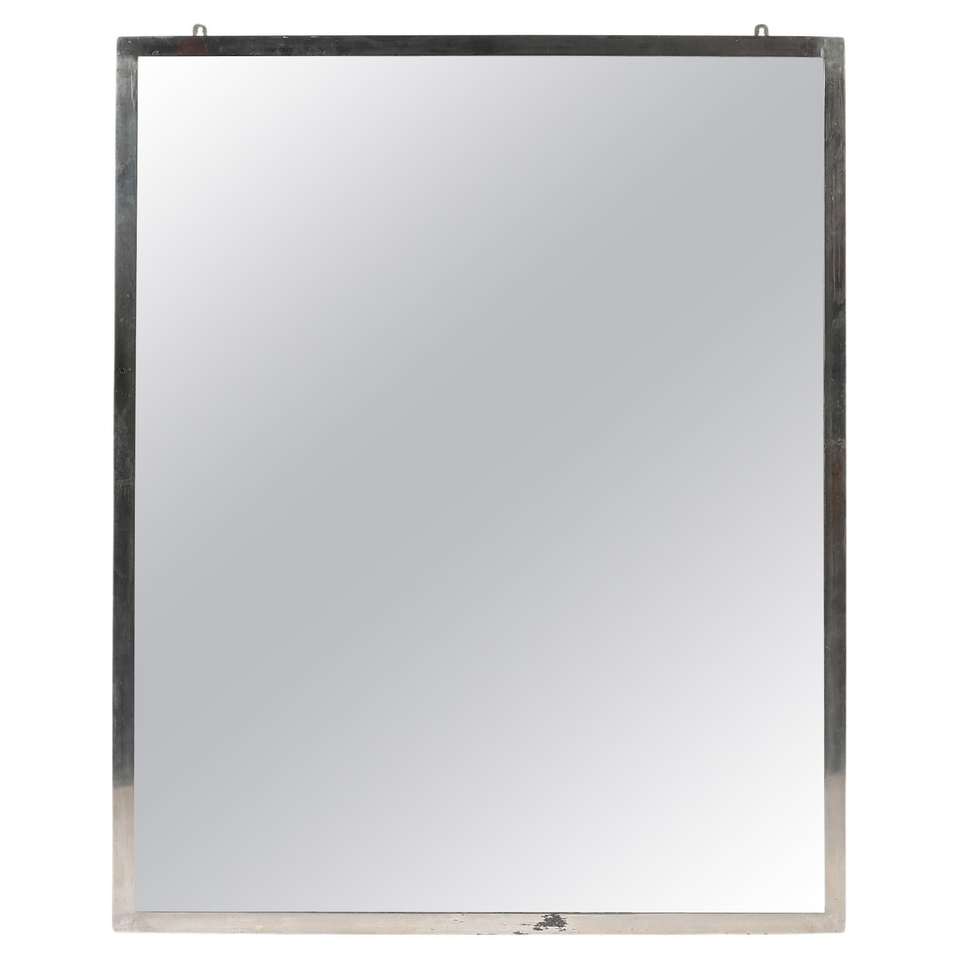 French 1930s Modernist Nickel-Plated Maison Desny Mirror For Sale
