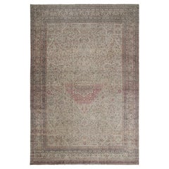 Tapis Sivas surdimensionné à motifs floraux beiges et rouges, de Rug & Kilim