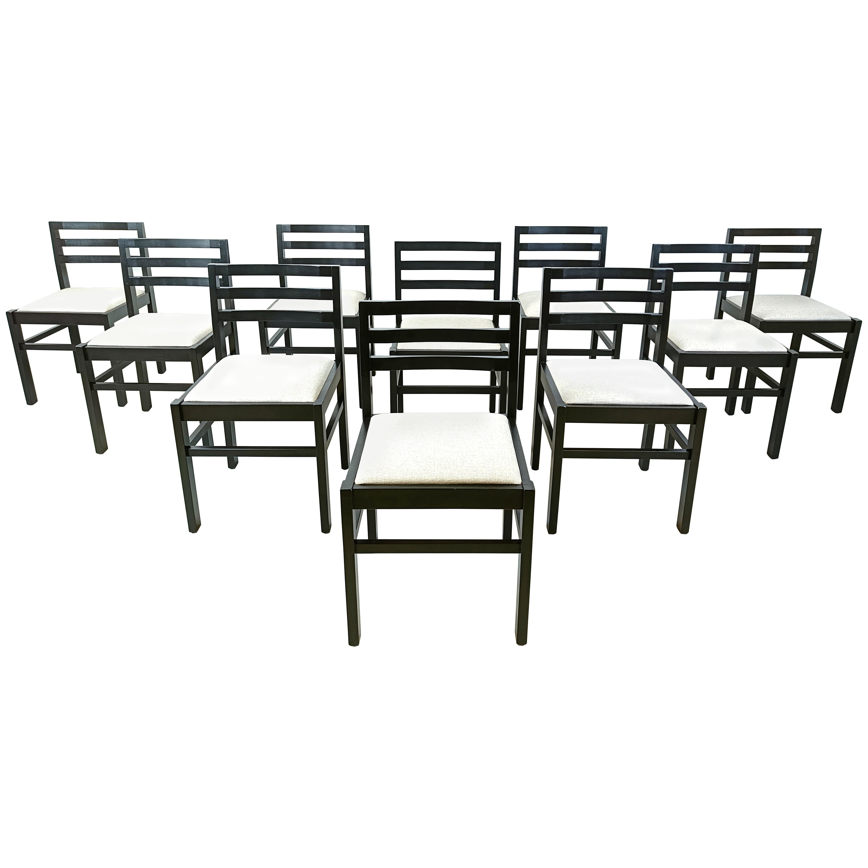 Set of 10 brutalist dining chairs, 1970s  For Sale