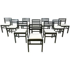 Vintage Set of 10 brutalist dining chairs, 1970s 