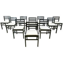 Set of 10 brutalist dining chairs, 1970s