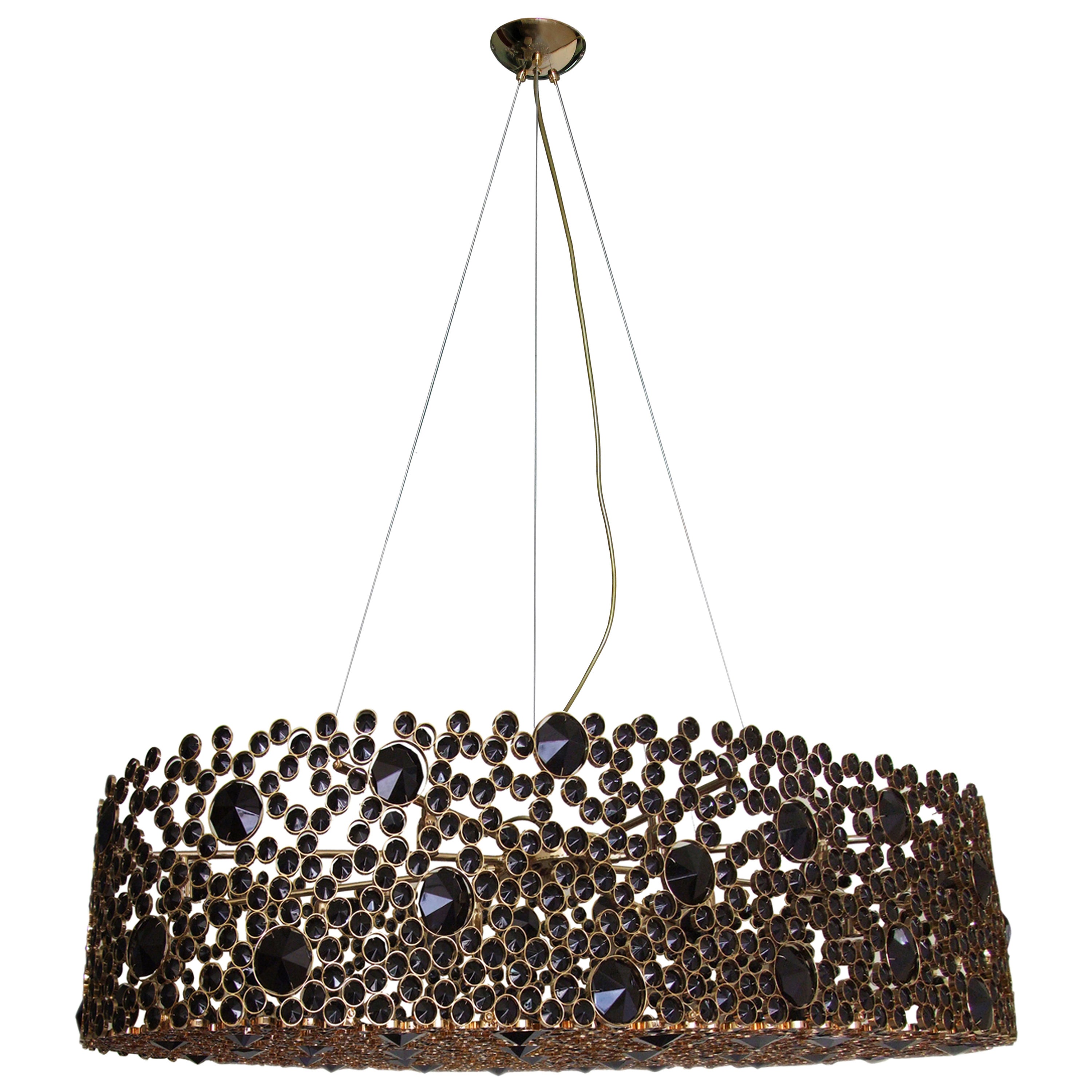 Eternity Oval Black Glass Chandelier For Sale