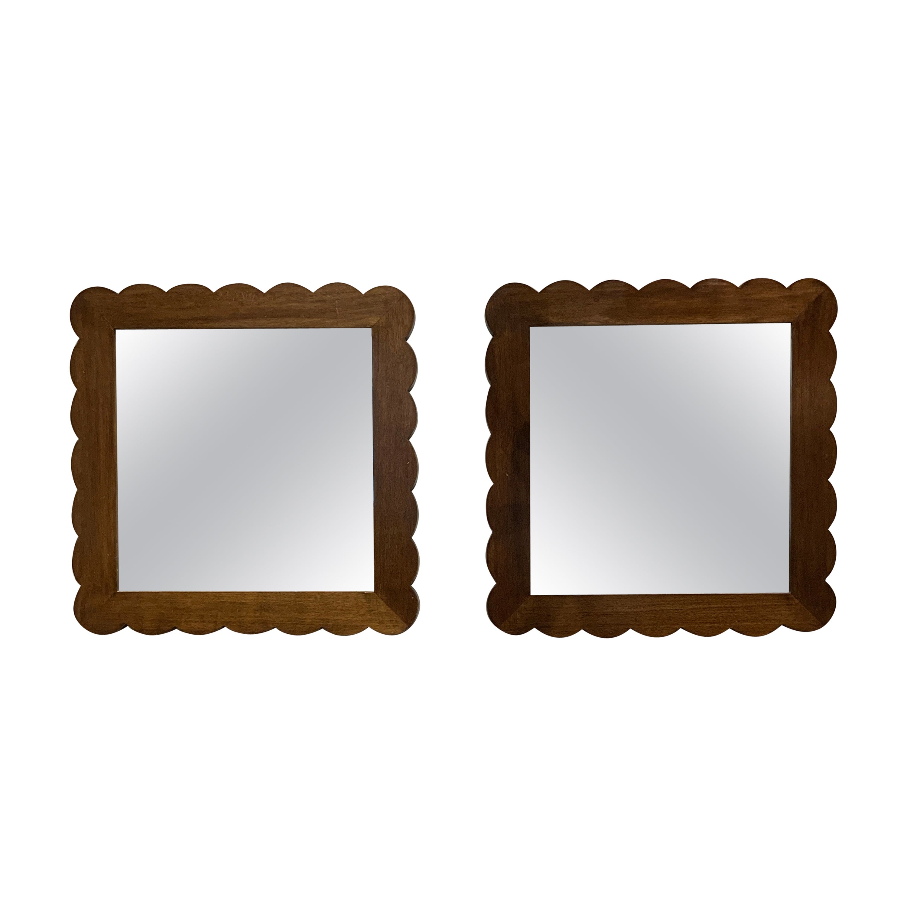 Pair of wooden mirrors Paolo Buffa Italie 1950