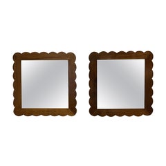 Retro Pair of wooden mirrors Paolo Buffa Italie 1950