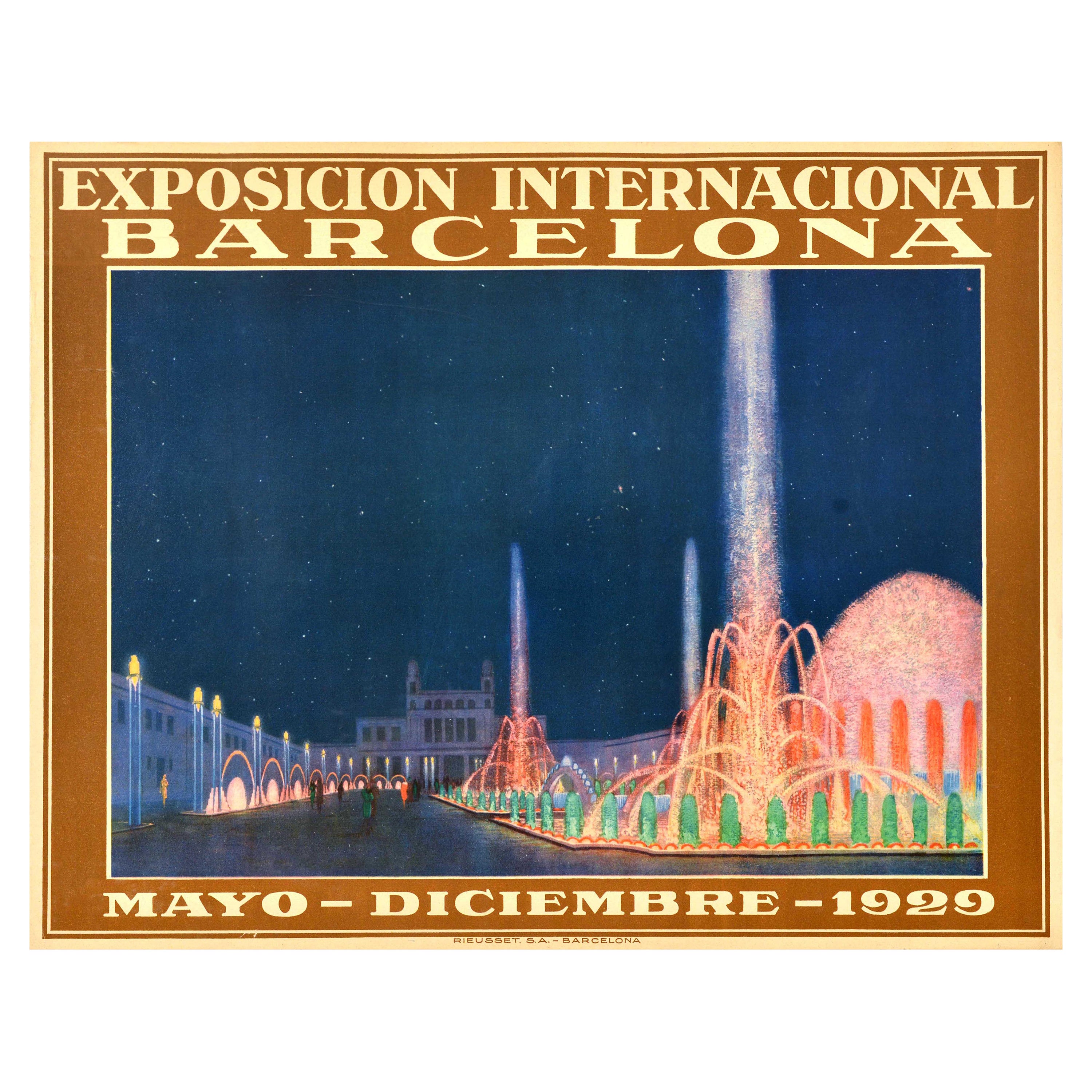 Original-Vintage-Werbeplakat Barcelona Internationale Ausstellung 1929 Messe im Angebot