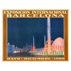 Original Antique Advertising Poster Barcelona International Exposition 1929 Fair
