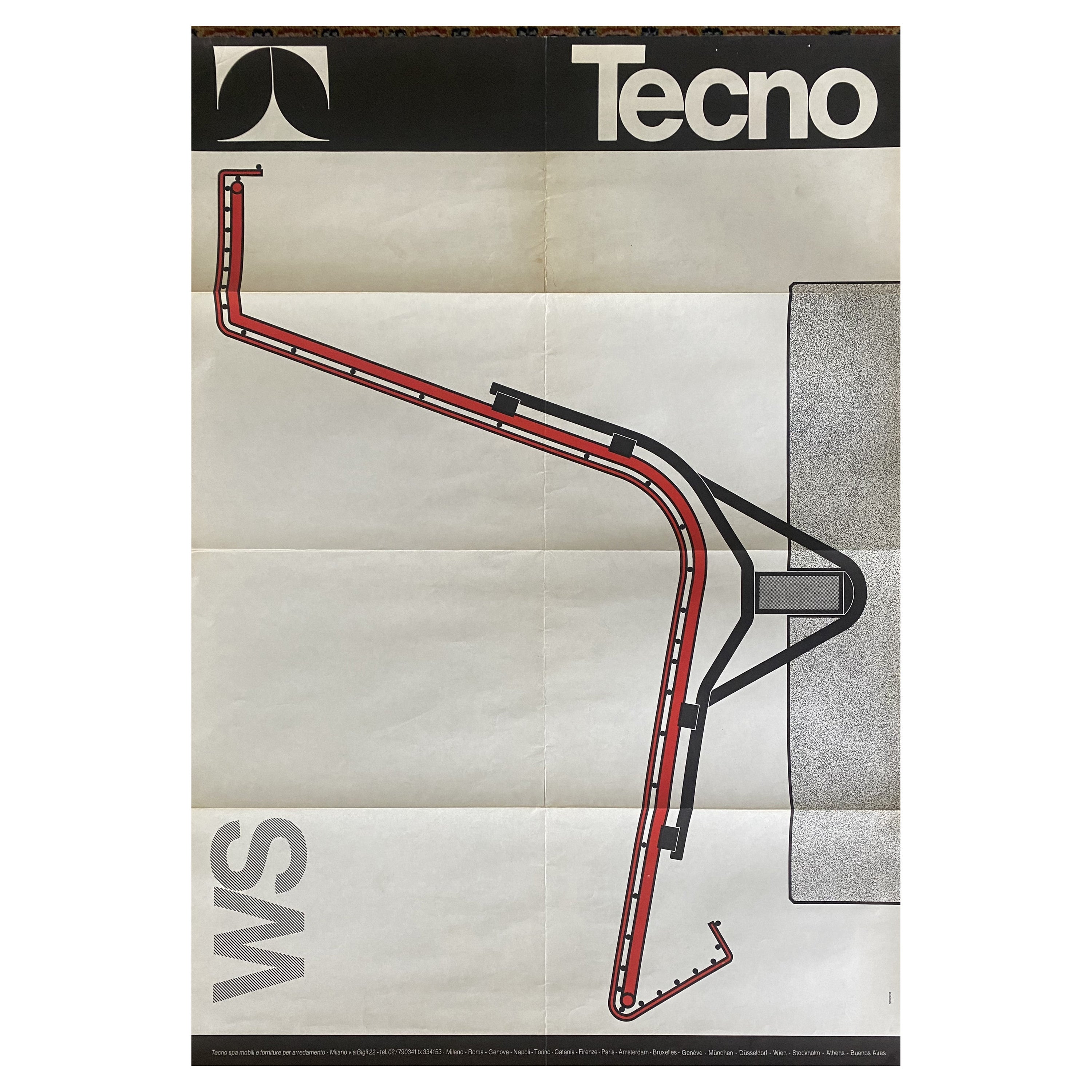 Tecno Promotional poster Osvaldo Borsani Italy Mid-Century Modern For Sale