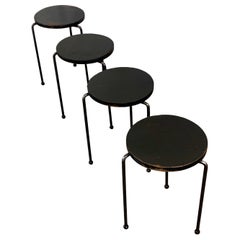 Retro Wood and Iron Stacking Tables / stools 