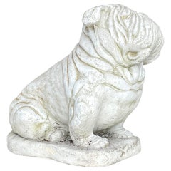 Retro Boho Cast Cement Bulldog Garden Statue