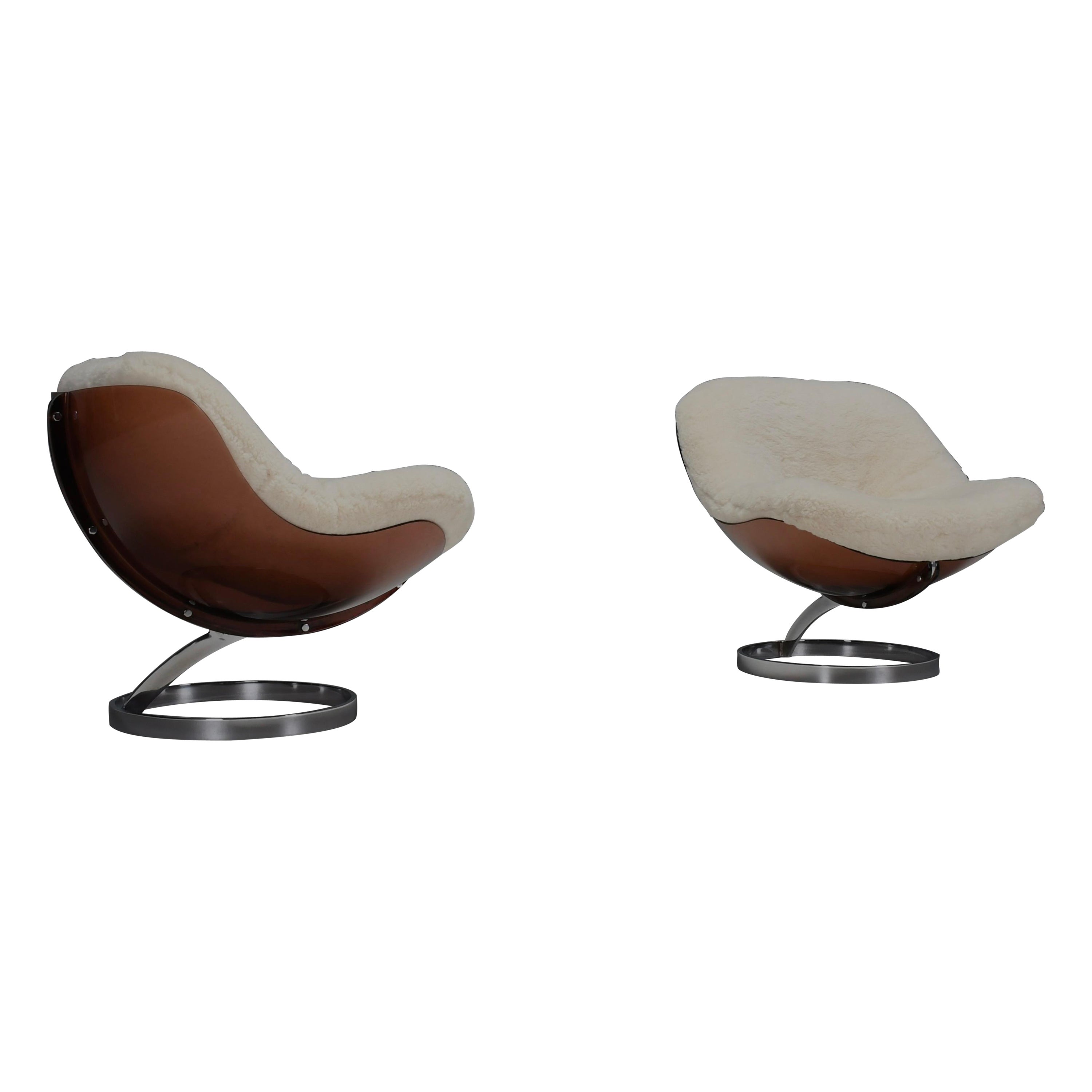 Set of Lucite and Wool ’Sphere’ Lounge Chairs by Boris Tabacoff for MMM, 1971 For Sale