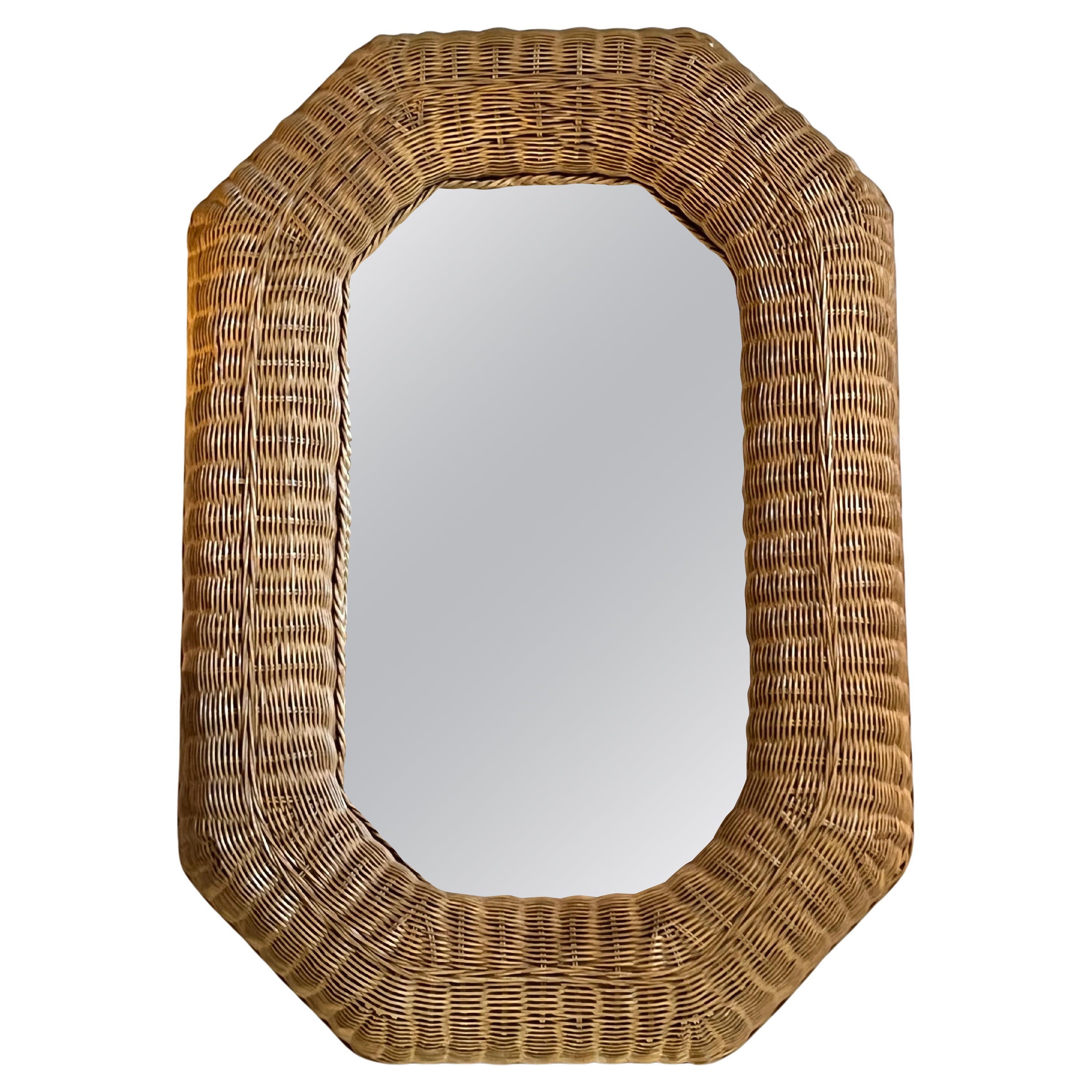 1970’s French Rattan Mirror  For Sale