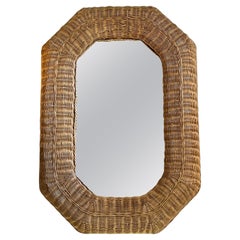 1970’s French Rattan Mirror 