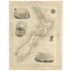 Carte de la Nouvelle-Zélande montrant la culture Maori et les premiers settlements coloniaux, 1851