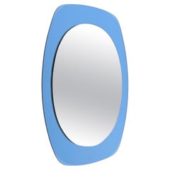 Blauer Doppelspiegel mit Facettenschliff von Cristal Arte, Italien 1960er Jahre