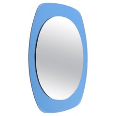 Miroir biseauté bleu du milieu du siècle dernier par Cristal Art, Italie, années 1960