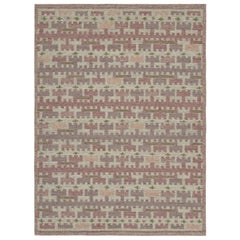 Rug & Kilim’s Scandinavian Style Rug with Pink and Purple Geometric Patterns