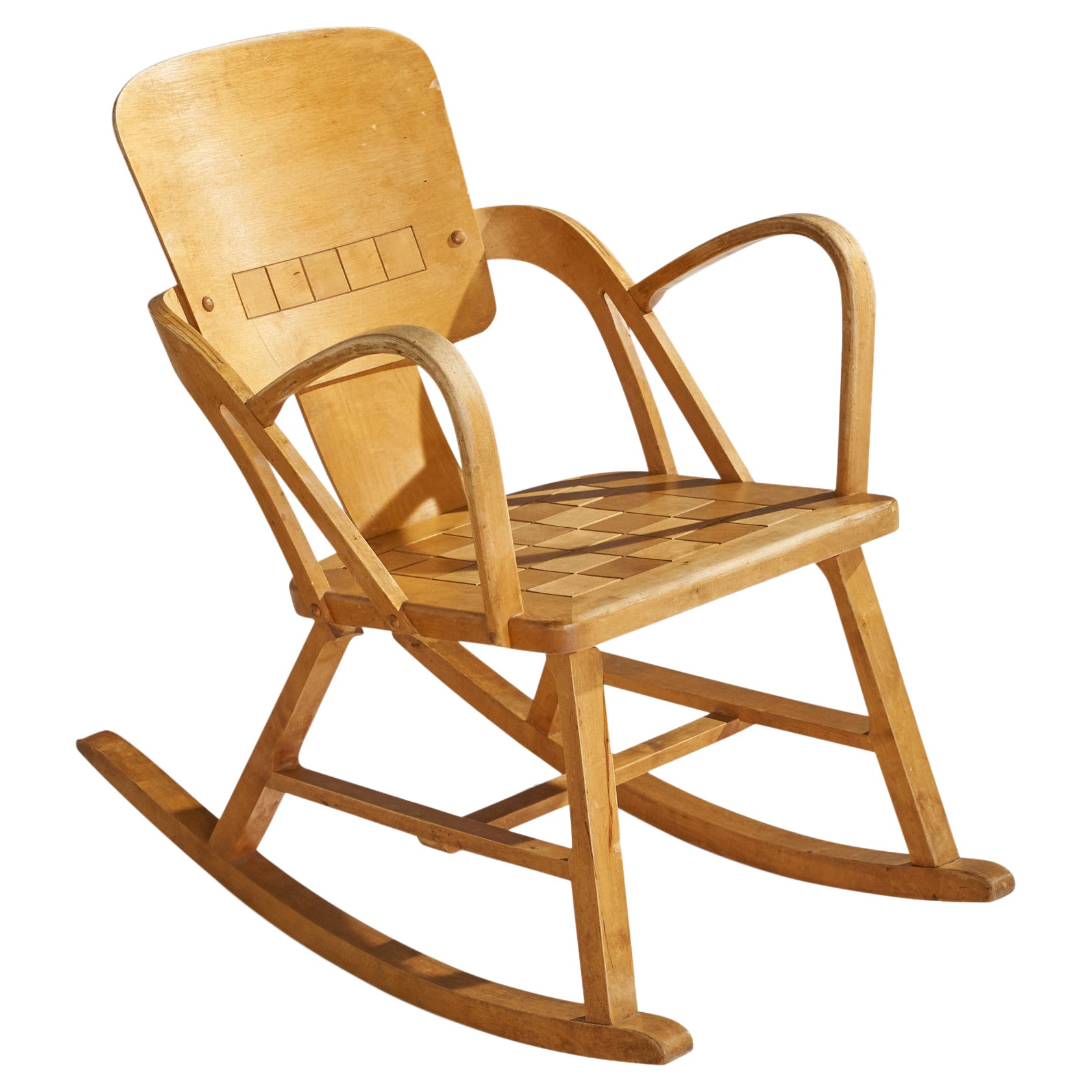 Per Aaslid, chaise à bascule, bouleau, Norvège, années 1950 en vente