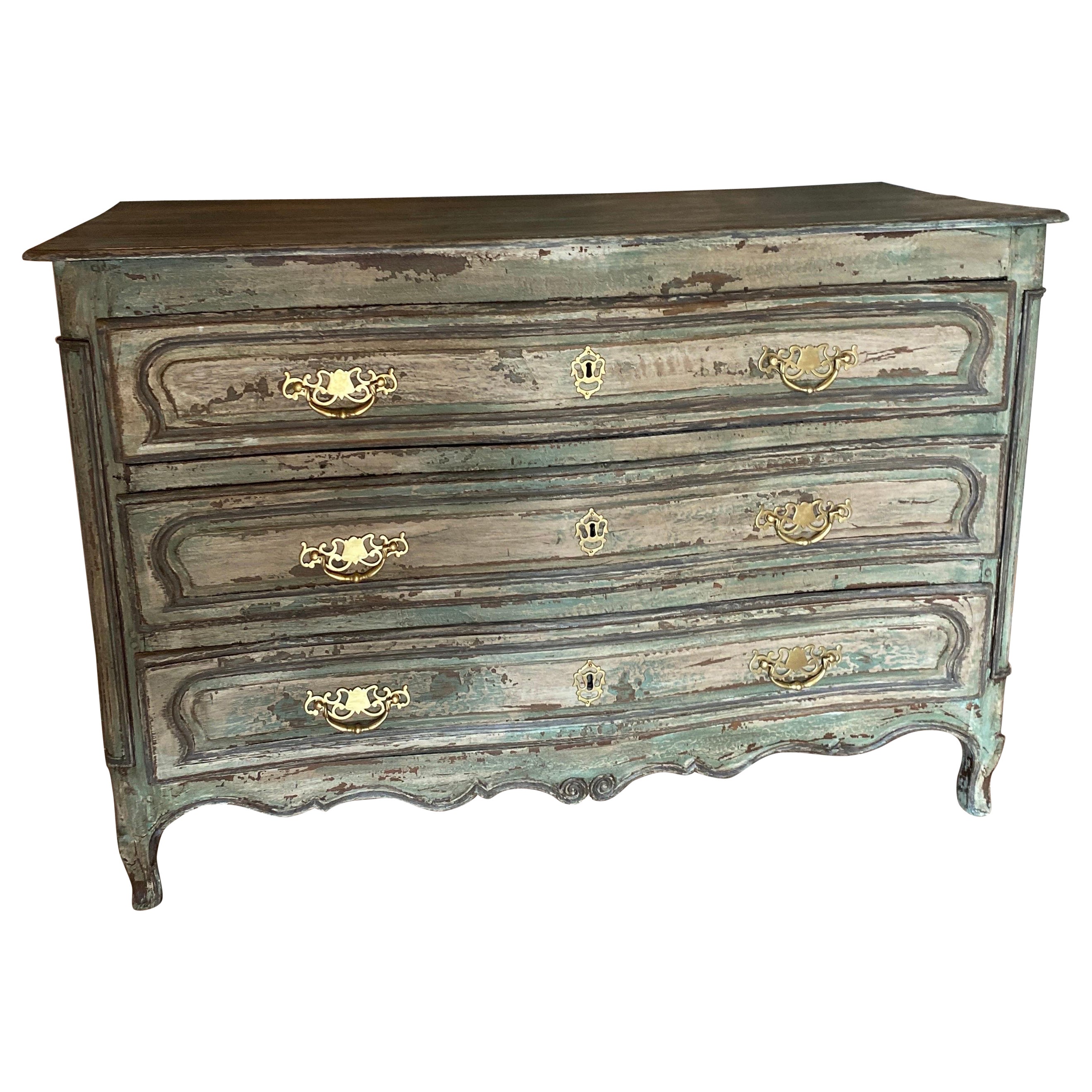 Louis XV patinated curved chest of drawers 18th century 