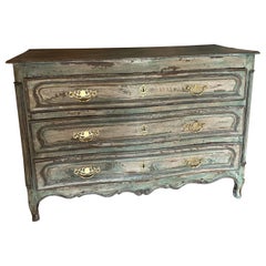 Antique Louis XV patinated curved chest of drawers 18th century 