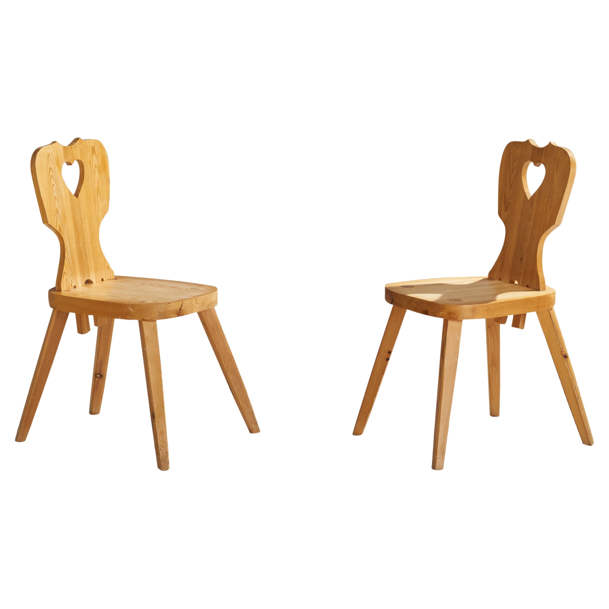 Swedish Designer, Side Chairs, Pine, Sweden, 1977 For Sale
