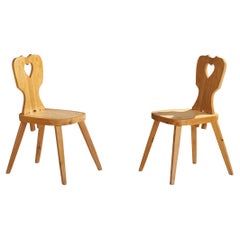 Used Swedish Designer, Side Chairs, Pine, Sweden, 1977