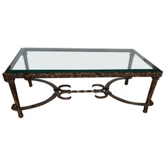 Made to Order Forged Iron Calais Coffee Table with 1/4" Beveled Glass Top